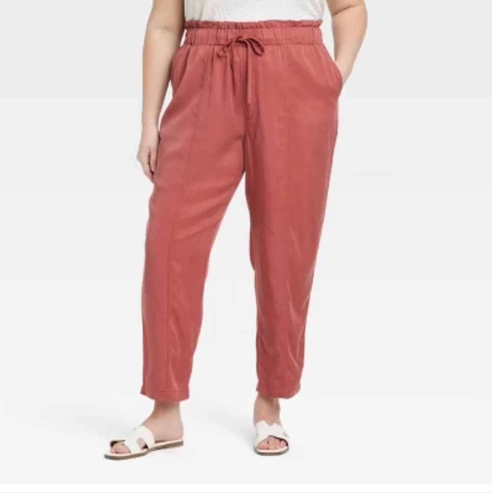 NWT A New Day High Rise Tapered Ankle Trouser In Red Clay Size XXL